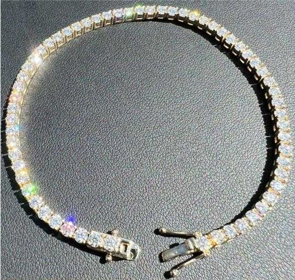 

pass diamond tester hip hop 925 silver gold 3mm moissanite tennis chain bracelet