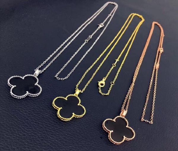 

womens designer necklaces big flowers pendant fourleaf clover necklace sweater chain necklace4260205, Silver