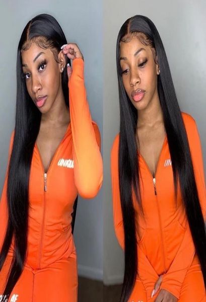 

30 inch lace front wigs human hair brazilian straight remy 13x6 lace frontal wigs for women perruque humain6386964, Black