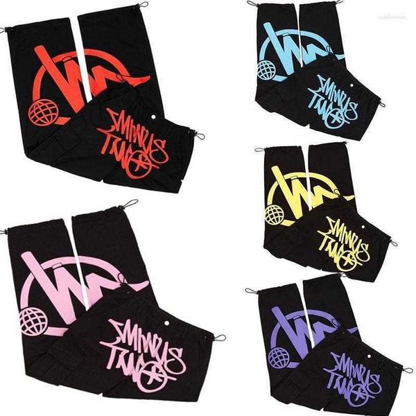 

minus two cargo pants harajuku casual loose punk rock straight wide leg trouser streetwear y2k retro street trend overallsrolx, Black