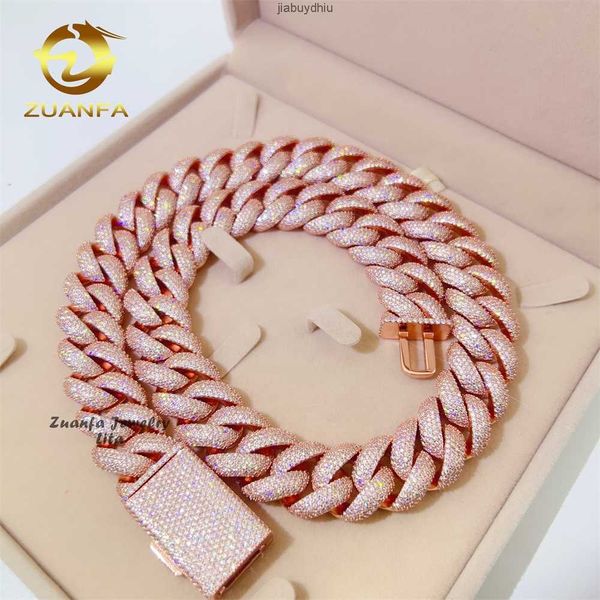 

heavy solid 5 rows stones 925 silver hip hop miami 20mm iced out jewelry vvs1 moissanite cuban link chain