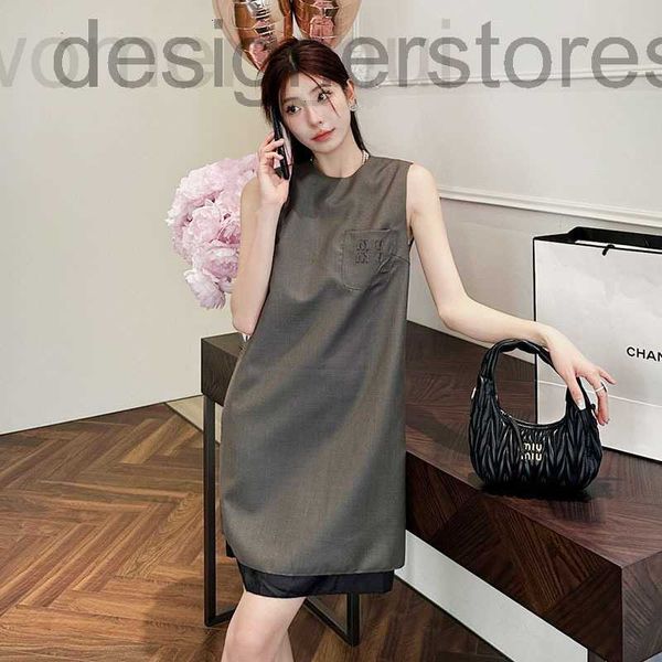 

basic & casual dresses designer designer women's dress 2023 spring and summer celebrity style embroidered letter sleeveless vest skirt, Black;gray