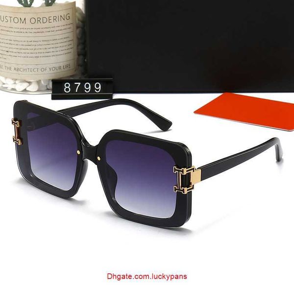 

h designer sunglasses fashion luxury for women men vintage full frame driving beach shading uv protection glasses gift with box, White;black