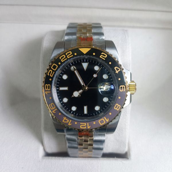 

gold dial mens watch u1 designer automatic sapphire 904l stainless steel sports watch luminous gmt montre de luxe root beer luxury montre wa, Slivery;brown