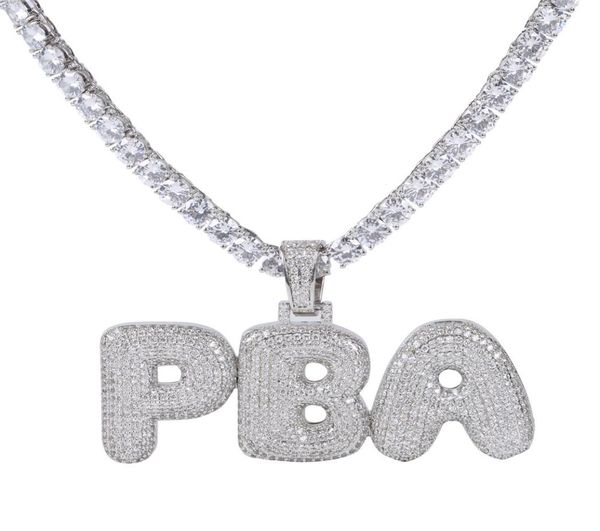 

2020 custom name bubble letters necklaces pendant charm for men women gold silver color cubic zirconia with rope chain gifts6434596