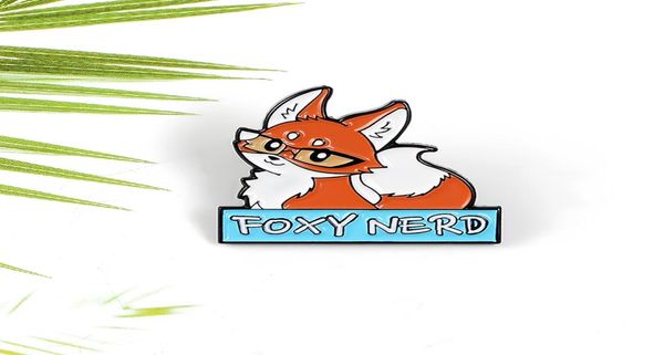 

new animal fox broochquotfoxy nerdquot cartoon creative cute enamel denim backpack lapel pin badge jewelry gift for women men7059688, Gray