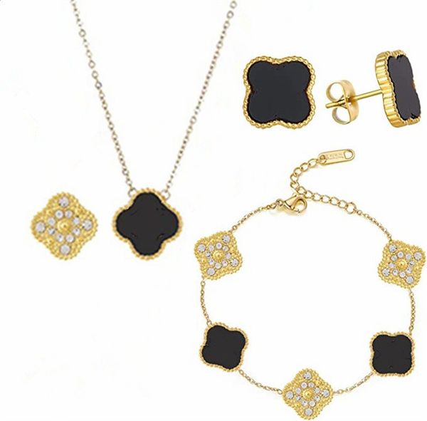 

classic clover sets necklace pendant earrings bracelet 18k gold plated charm designer jewelry for mother's day thanksgiving day valenti, Silver