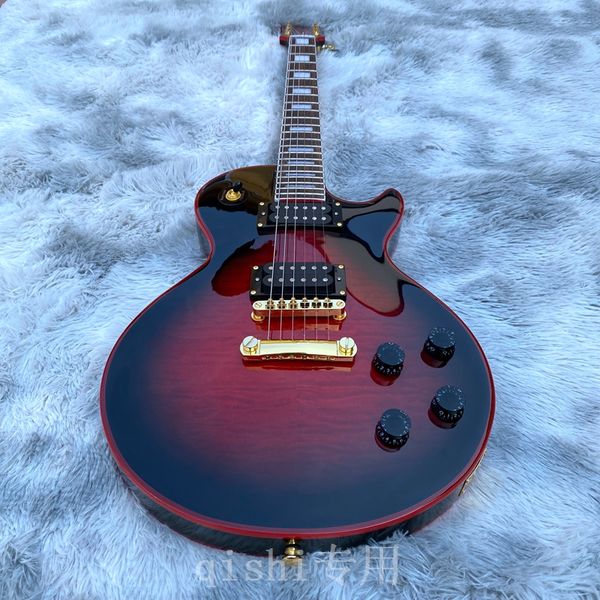 

red color electric guitar red binding rose wood fingerboard maple flame top