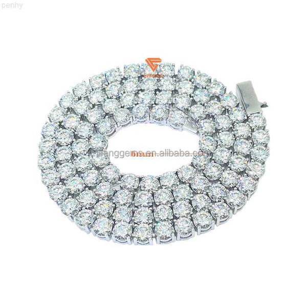 

discount grade 5/6 mm 925 silver vvs moissanites diamond necklace iced out hip hop tennis chain fashion jewelry body