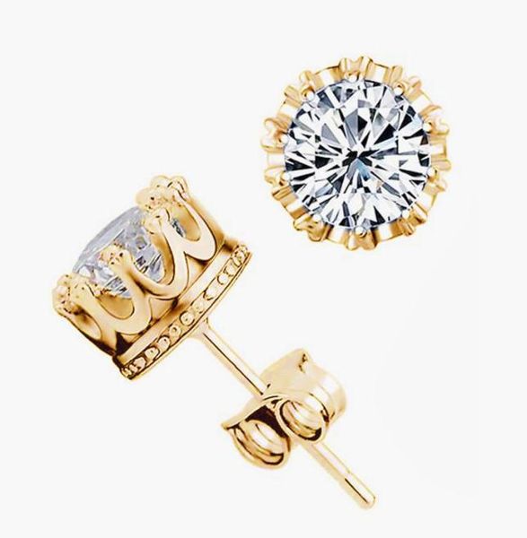 

925 silver earrings natural crystal whole fashion small sterling silver jewelry for women stud men or women earings7211971, Golden;silver