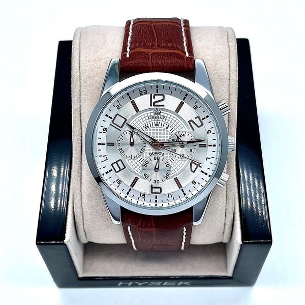 

men's business style wristwatch leather strap premium versatile, Silver