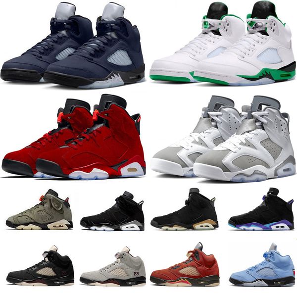 

5 6 mens basketball shoes lucky green aqua cool grey donda west bluebird oreo unc georgetown carmine sail metallic silver 5s 6strainers spor