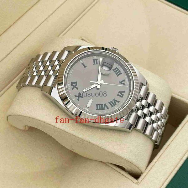 

other watches with box papers high-quality watch new version 41mm wimbledon slate green 126334 fluted jubilee mechanical automatic men', Slivery;black