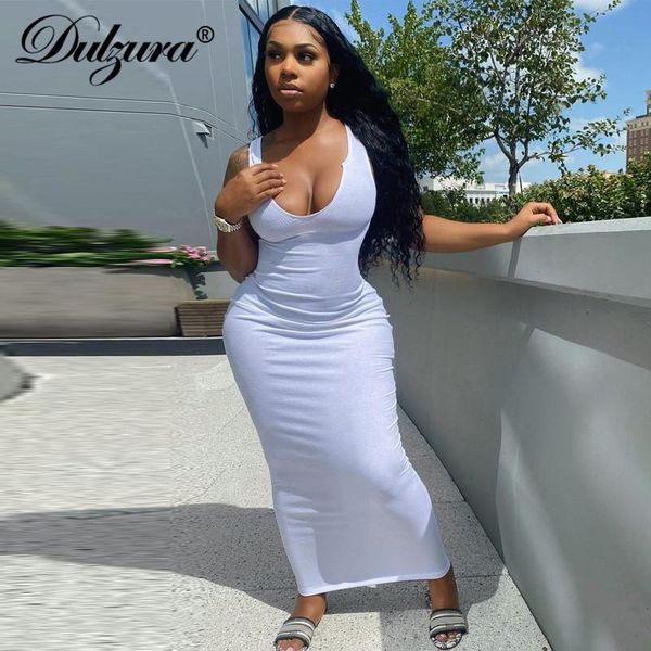

dresses dulzura ribbed knitted stripe women pure sleeveless midi dress v neck bodycon streetwear party club elegant 2021 summer, Black;gray