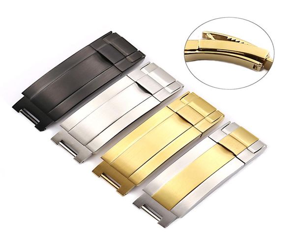 

9mm x 9mm 316l solid metal stainless steel watch clasp for sea and dweller with glide lock tools5116859, Black;brown