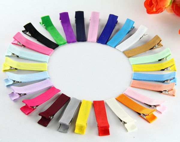 

50pcs 18quot diy hair accessory clips baby girl ribbon hair bows clip ribbon lined alligator hair clips multi colors fj32069515956, Slivery;white