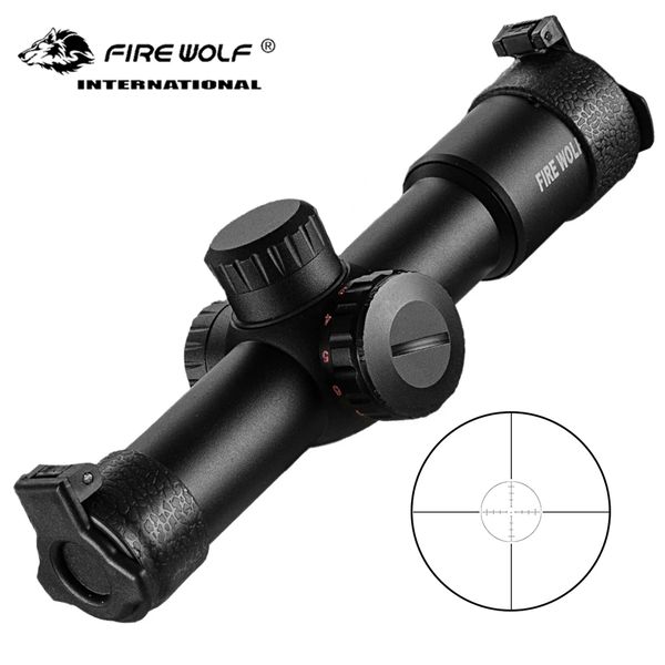 

fire wolf 4.5x20 compact hunting rifle mirror red p4 cross sight with sight, tactical with reversible lens cap and ring