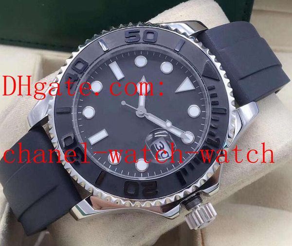 

black dial mens wristwatches 40mm 116655 18k rose gold sapphire rubber bracelet automatic mechanical men's sports watches, Slivery;brown