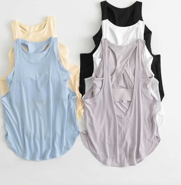 

summer yoga suit tank women's 2-in-1 shockproof underwear fitness loose fitting back sports outerwear women's smock 2o