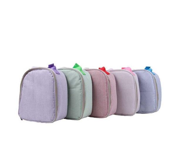

fashion school bags backpacks outdoor storage children student seersucker backpack schoolbag lunch bag stripe solid colors high ca8008225