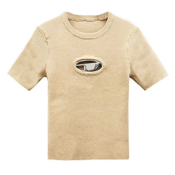 

women's tshirts designer knit diesel tight t-shirt hollow out tee tanks women shirts letter printed short sleeve yoga tees woman33, White