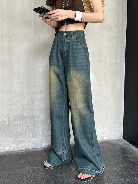 

designer jeans womens long pants high grade trousers pocket embroidery letter high waist slim straight jean for women c5, Blue