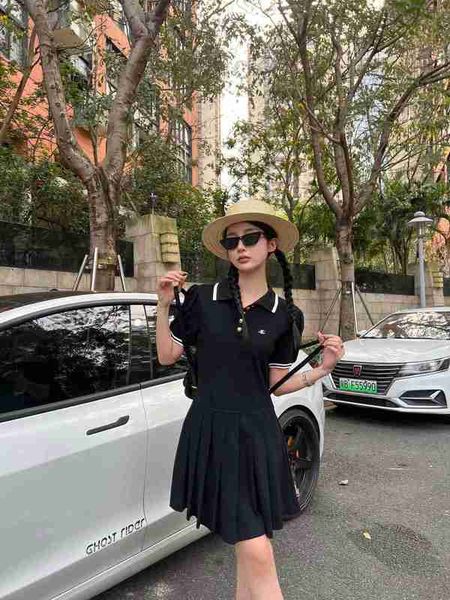 

basic & casual dresses designer t-shirt skirt women's 2023 summer new college style letter embroidery sports polo neck dress 4rjb, Black;gray