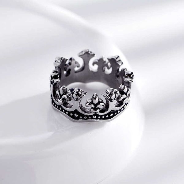 

fashion luxury high street brand ch star's same punk titanium steel crown couple stainless steel ring, Silver