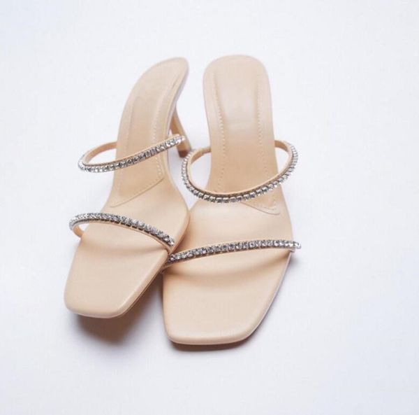 

sandals woman summe women039s shoes black nude square head rhinestone accessories highheeled sandals2777627