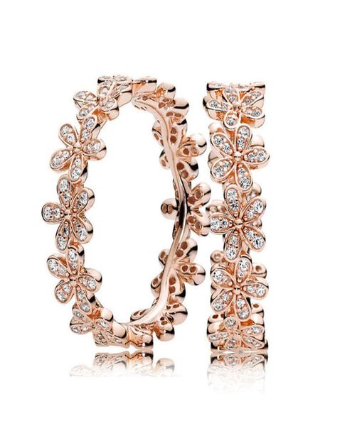 

band 925 s p ring rose gold dazzling daisy flower chain with crystal rings for women wedding party jewelry soo2z nizgq8525885, Silver