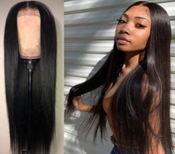 

4x4 lace closure wig remy hair straight 13x413x6 lace front wig brazilian lace front human hair wigs preplucked1626939, Black