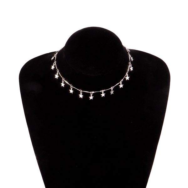 

designer jewlery stylish high gloss pentagram sequined lady necklace retro trend sunflower crescent pendant necklace woman handmade necklace, Silver