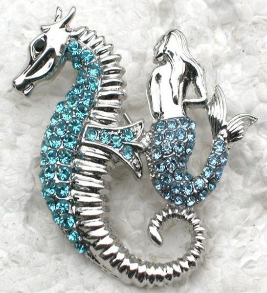 

whole fashion brooch rhinestone mermaid seahorse pin brooches jewelry gift c1017725319882, Gray