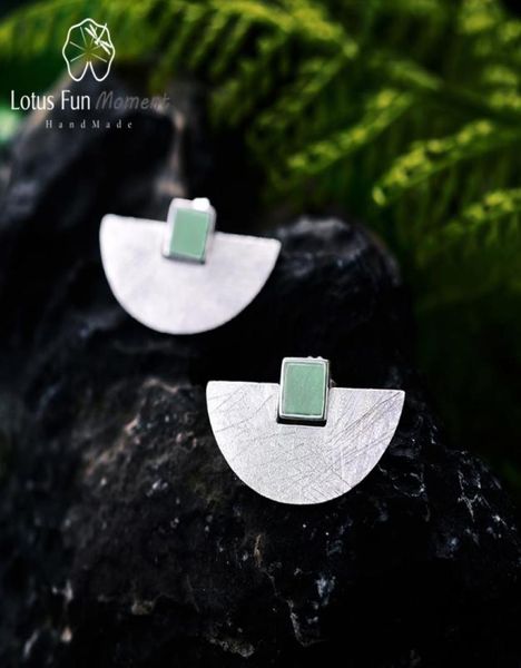 

lotus fun moment real 925 sterling silver natural stone fashion jewelry vintage luxury and simple stud earrings for women9365514, Golden;silver