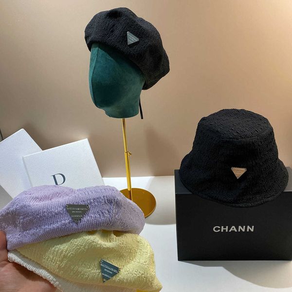 

fashion newsboy cap designer luxury beret inverted triangular bubble cloth cloud new korean version ins versatile bucket fisherman hat women, Blue;gray
