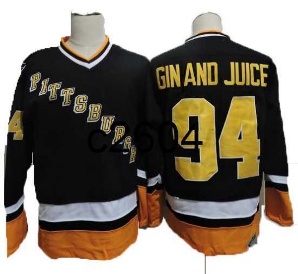 

c2604 vintage pittsburgh 94 gin and juice hockey jerseys mens snoop dogg music video gin and juice black stitched jersey s-xxxl