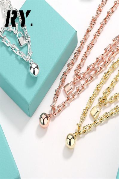 

tf 925 silver jewelry 18k goldrose gold designer design lock pendant necklace fashion hight quality men and women valentine0393965069