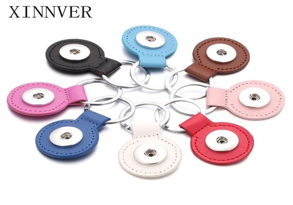 

10pcslot keychain pu leather key chains bag charm diy accessory pendant fit 1820mm snap button keyring jewelry8934962, Silver