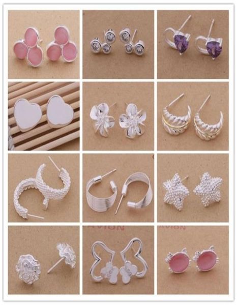 

mixed style 24pairlot 925 silver rhinestone crystal stud earring fashion party jewelry christmas gift 24pairlot3700824, Golden;silver