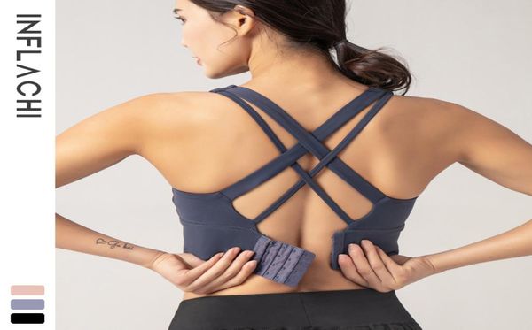 

sports bra yoga outfits women underweasr running yoga vest shockproof gather shaped fitness cross back tank 2787787, White;red