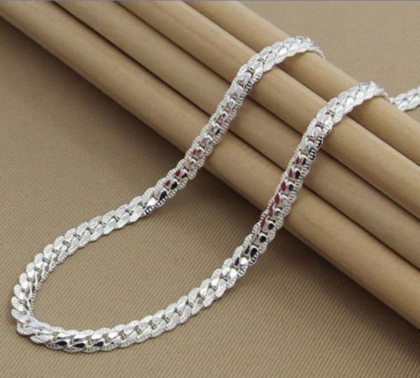 

white gold plated 925 silver trendy fashion classic perfect extravagant men 5mm flat sideways necklace jewelry holida9814631
