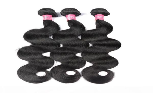 

indian body wave hair 3 or 4 bundles indian virgin hair body wave gagaqueen unprocessed wet and wavy indian human hair weave bundl3988808, Black