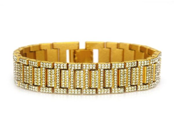 

hxc hiphop rap bracelet men039s domineering exaggerated diamond bracelet watch belt bamboo bracelet3201971, Golden;silver