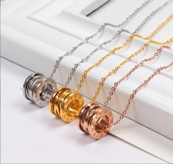 

pendant necklaces european and american digital hollowed out necklace, titanium steel 18k gold letter necklace, couple batch, Silver
