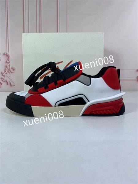 

2023new brand womens classics casual shoes designer leather lace-up sneaker fashion running trainers letters woman shoes flat printed gym sn, Red;white