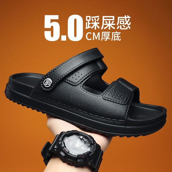 

casual beach shoes fashion new summer sneaker slippers for men thick bottom platform sports sandals soft sole non-slip 2023 male, Black