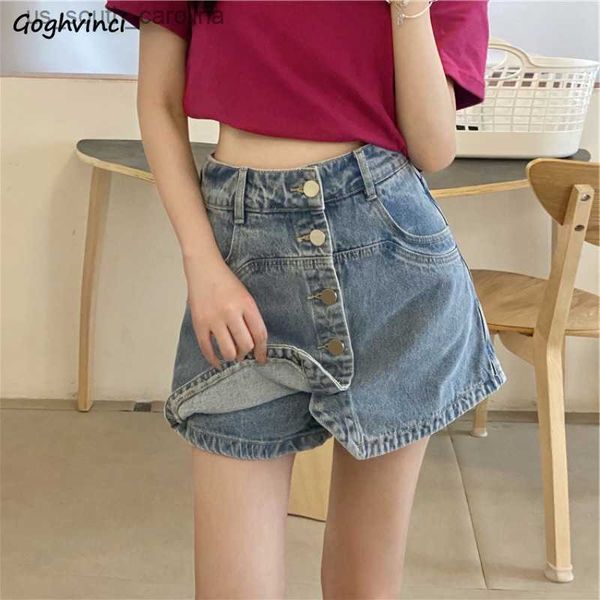 

s-5xl denim shorts women button up high waisted cool girls retro korean fashion mujer faldas summer new preppy l230522, White;black