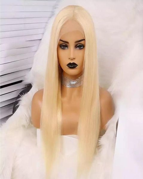 

613 blonde lace front wig pre plucked 13x4 brazilian remy straight lace front human hair wigs for women 826 inch 150 density1810711, Black