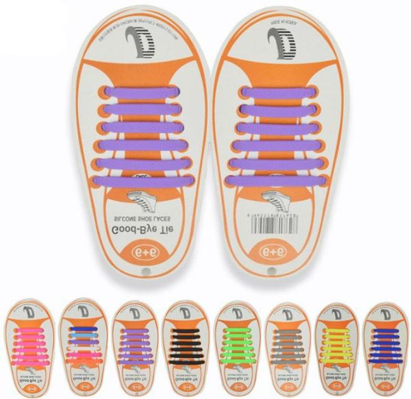

13 colors easy no tie shoelaces kids silicone elastic shoe laces kids running shoelaces fit all sneakers 12pcsset7756680, Black