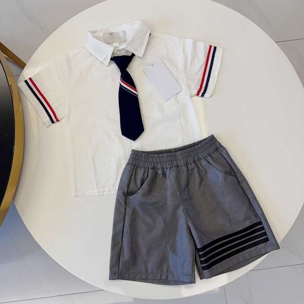 

baby clothes kid clothe girls boys t shirt kids designer short set tie luxury summer shorts sleeve with letters, White